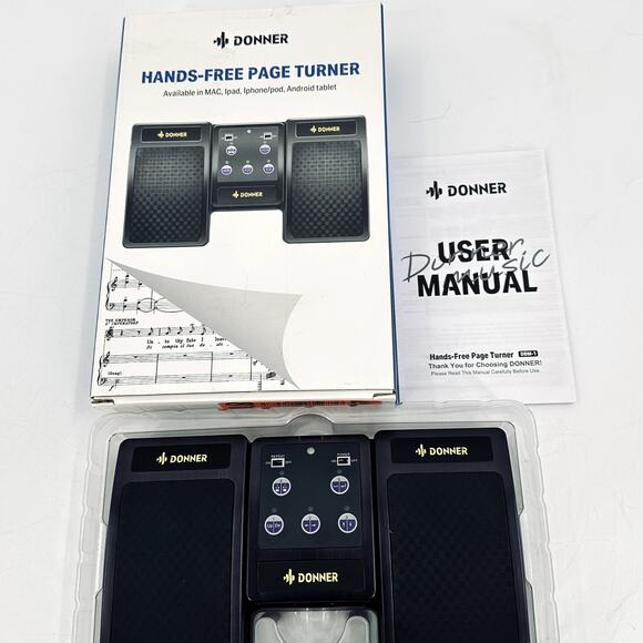 Donner Wireless Page Turner Pedal for Tablets Phone Foot Pedal Rechargeable - Picture 11 of 12